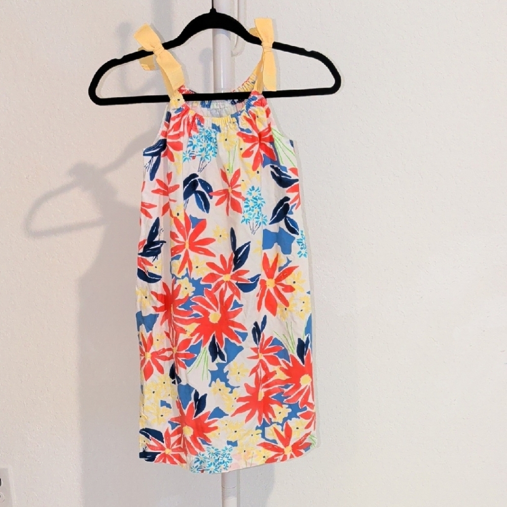 Lands' End Girls Floral Tie-Shoulder Sundress in White, Red, Blue & Yellow